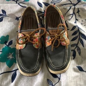 Sperry Floral Navy Boat Shoes